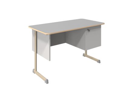 KEX oldalszekrényes tanári asztal, rétegeltlemez, dekorit borítással