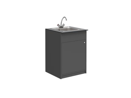 Mosogatós laborszekrény, 12 mm vastag kompaktlemez munkalappal